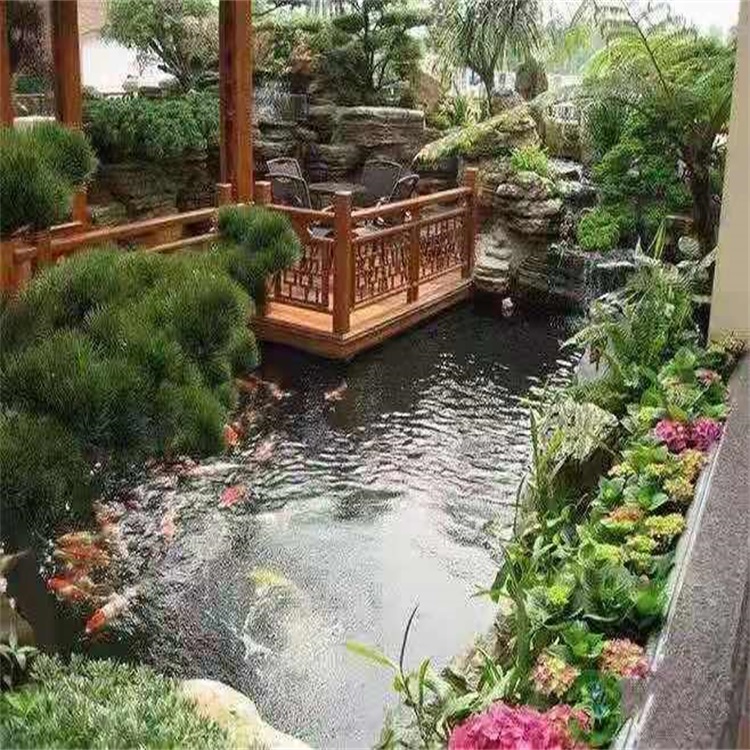 禅城庭院设计鱼池假山建造图